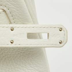 Hermes Blanc/Gris Perle/Sanguine Taurillon Clemence Leather Lizard Club Palladium Finish Birkin 35 Bag