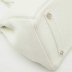 Hermes Blanc/Gris Perle/Sanguine Taurillon Clemence Leather Lizard Club Palladium Finish Birkin 35 Bag