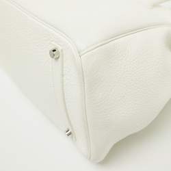 Hermes Blanc/Gris Perle/Sanguine Taurillon Clemence Leather Lizard Club Palladium Finish Birkin 35 Bag
