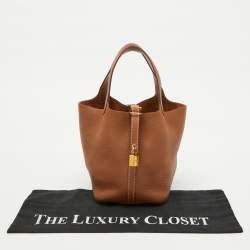 Hermes Gold Taurillon Clemence Leather Picotin Lock 18 Bag