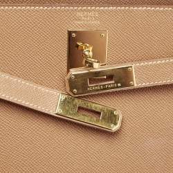 Pre Owned Hermes Gold Courchevel Leather Gold Finish Kelly Sellier 32 Bag
