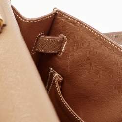 Pre Owned Hermes Gold Courchevel Leather Gold Finish Kelly Sellier 32 Bag