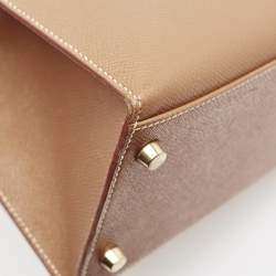 Pre Owned Hermes Gold Courchevel Leather Gold Finish Kelly Sellier 32 Bag