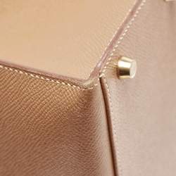 Pre Owned Hermes Gold Courchevel Leather Gold Finish Kelly Sellier 32 Bag