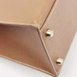 Pre Owned Hermes Gold Courchevel Leather Gold Finish Kelly Sellier 32 Bag