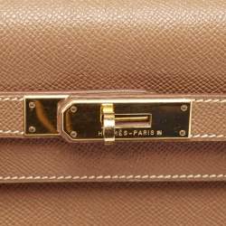 Pre Owned Hermes Gold Courchevel Leather Gold Finish Kelly Sellier 32 Bag