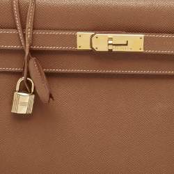 Pre Owned Hermes Gold Courchevel Leather Gold Finish Kelly Sellier 32 Bag