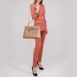 Pre Owned Hermes Gold Courchevel Leather Gold Finish Kelly Sellier 32 Bag