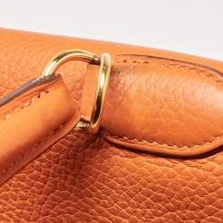 Hermes Orange Taurillon Clemence Leather Gold Finish Kelly Retourne 35 Bag
