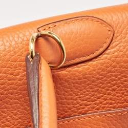 Hermes Orange Taurillon Clemence Leather Gold Finish Kelly Retourne 35 Bag
