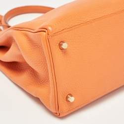 Hermes Orange Taurillon Clemence Leather Gold Finish Kelly Retourne 35 Bag