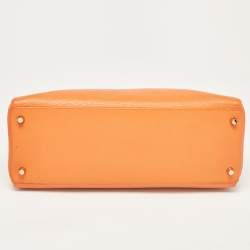 Hermes Orange Taurillon Clemence Leather Gold Finish Kelly Retourne 35 Bag
