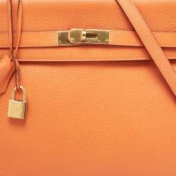 Hermes Orange Taurillon Clemence Leather Gold Finish Kelly Retourne 35 Bag