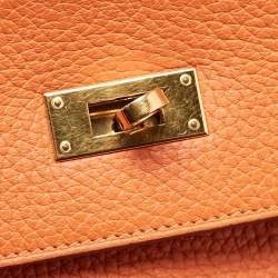 Hermes Orange Taurillon Clemence Leather Gold Finish Kelly Retourne 35 Bag