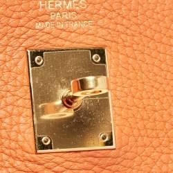 Hermes Orange Taurillon Clemence Leather Gold Finish Kelly Retourne 35 Bag