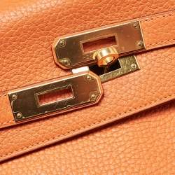 Hermes Orange Taurillon Clemence Leather Gold Finish Kelly Retourne 35 Bag