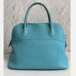 Hermes Blue Togo Leather Bolide 31 Bag