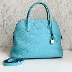 Hermes Blue Togo Leather Bolide 31 Bag