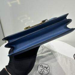 Hermes Agate Blue Evercolor Leather Constance 19 Bag
