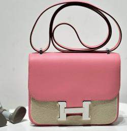 Hermes Summer Pink Swift Leather Constance 19 bag