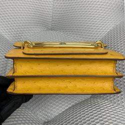 Pre Owned Hermes Yellow Ostrich Leather Roulis Shoulder Bag