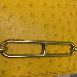 Pre Owned Hermes Yellow Ostrich Leather Roulis Shoulder Bag
