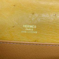 Pre Owned Hermes Yellow Ostrich Leather Roulis Shoulder Bag