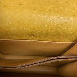 Pre Owned Hermes Yellow Ostrich Leather Roulis Shoulder Bag