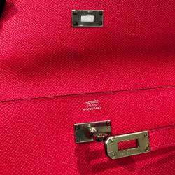 Pre Owned Hermes Pink Chevre Mysore Kelly To Go Wallet