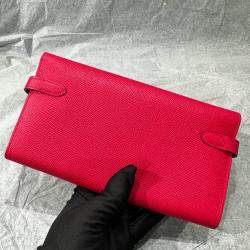 Pre Owned Hermes Pink Chevre Mysore Kelly To Go Wallet