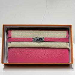 Pre Owned Hermes Pink Chevre Mysore Kelly To Go Wallet
