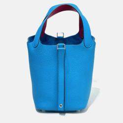 Pre Owned Hermes Blue Leather Picotin 18 Shoulder Bag