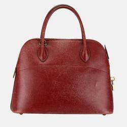 Pre Owned Hermes Red Leather Bolide 31 Handbag