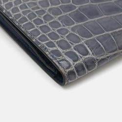 Hermes Blue Leather Bearn  Long Wallet