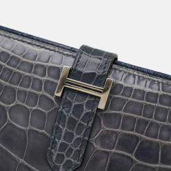 Hermes Blue Leather Bearn  Long Wallet