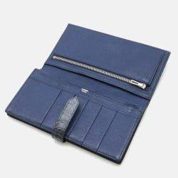 Hermes Blue Leather Bearn  Long Wallet