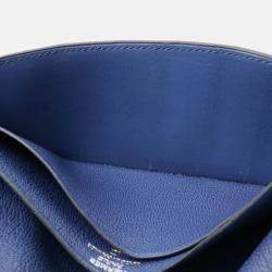 Hermes Blue Leather Bearn  Long Wallet