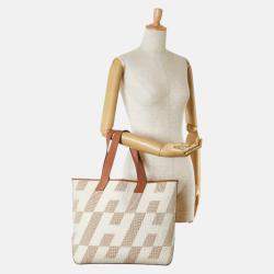 Hermes Gold and Ecru Swift and Toile Cabas H En Biais 40 Tote Bag