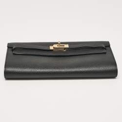 Hermès Noir Epsom Leather Kelly To Go Wallet