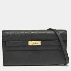 Hermès Noir Epsom Leather Kelly To Go Wallet