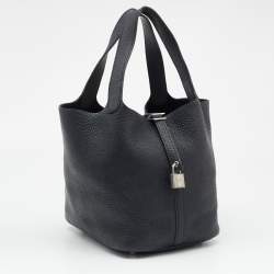 Hermès Noir Taurillon Clemence Leather Picotin Lock 22 Bag