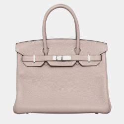 Pre Owned Hermes Glycine Clemence Leather Birkin 30 Bag