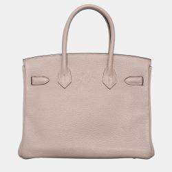 Pre Owned Hermes Glycine Clemence Leather Birkin 30 Bag