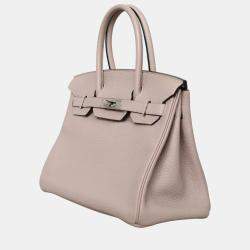 Pre Owned Hermes Glycine Clemence Leather Birkin 30 Bag