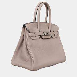Pre Owned Hermes Glycine Clemence Leather Birkin 30 Bag