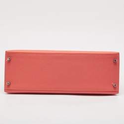 Pre Owned Hermes Rose Jaipur Epsom Leather Palladium Finish Kelly Sellier 35 Bag