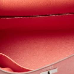Pre Owned Hermes Rose Jaipur Epsom Leather Palladium Finish Kelly Sellier 35 Bag