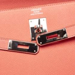 Pre Owned Hermes Rose Jaipur Epsom Leather Palladium Finish Kelly Sellier 35 Bag
