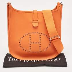 Pre Owned Hermes Feu Epsom Leather Evelyne III GM Bag