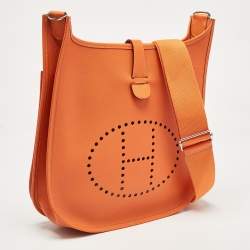 Pre Owned Hermes Feu Epsom Leather Evelyne III GM Bag